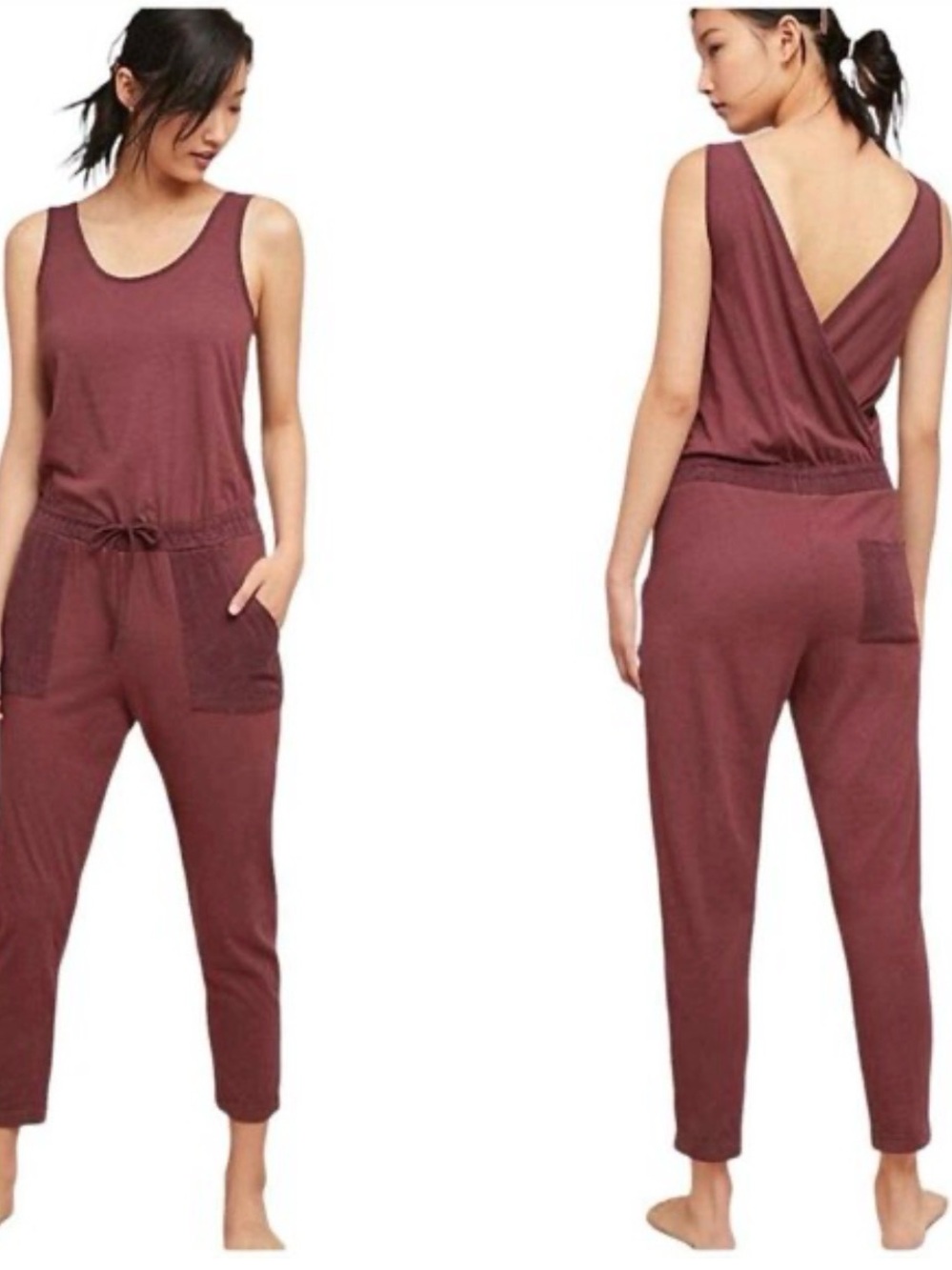 Anthropologie T.La Gemistus cross back Jumpsuit sz S 💯 cotton